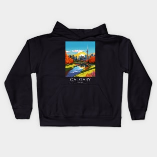 A Pop Art Travel Print of Calgary - Canada Kids Hoodie